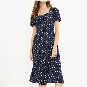 New LOFT Floral Cinched Midi Dress